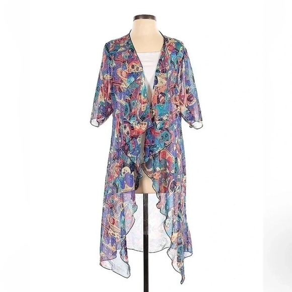 LuLaRoe | Shirley Kimono Beach Swim Coverup Bohemian Print Size Small S 4-8 - Picture 4 of 4
